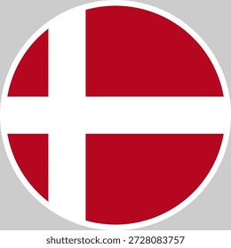 Ilustración vectorial nacional de la bandera de Dinamarca en forma de círculo, diseño de alta calidad