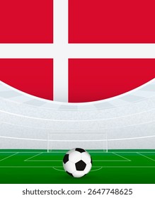 Tema Nacional de Futebol da Dinamarca, Estádio e Bola de Futebol. Conceito de Partida de Futebol na Dinamarca. Ideal para uso em promoções de eventos esportivos, projetos temáticos de futebol e anúncios de torneios.