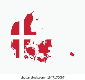 Denmark National Map with flag illustration