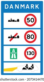 Denmark National speed limits, Border crossings, Comparison of European road signs