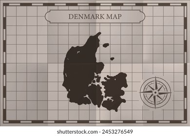Mapa clásico de Dinamarca. Antiguas estilo antiguo.