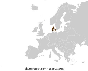 Denmark on Europe map vector. Vector illustration.