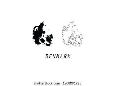 Denmark outline map country shape state symbol