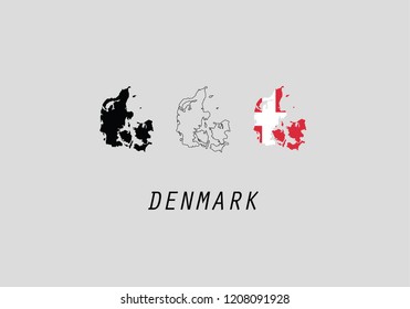 Denmark outline map country shape state symbol