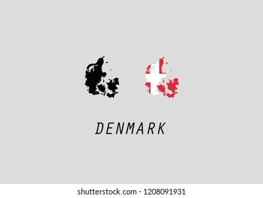 Denmark outline map country shape state symbol
