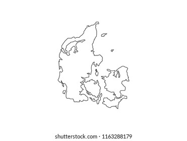 Denmark Outline Map National Borders Country Stock Vector (Royalty Free ...