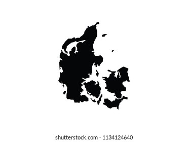 Denmark outline national borders map vector illustration Europe