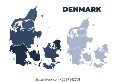 Denmark political map with states border outline