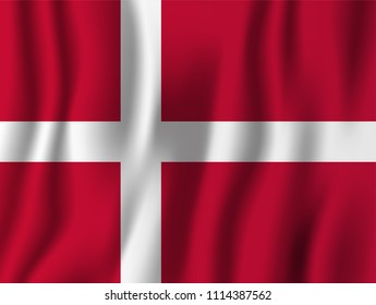 Denmark realistic waving flag vector illustration. National country background symbol. Independence day.