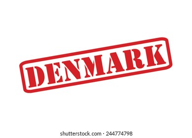 DENMARK Red Rubber Stamp Vector over a white background.