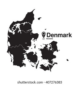 Denmark region map black silhouette