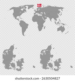 Mapa da Região da Dinamarca com localização mundial.