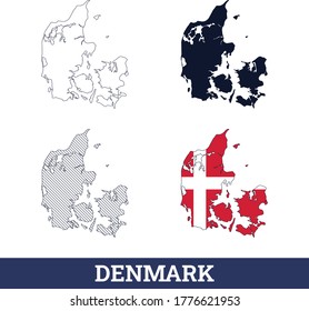 Mapa de la República de Dinamarca con vectores de bandera nacional