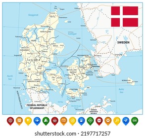  Denmark Road Map. Highly Detailed Editable Map With Labeling.