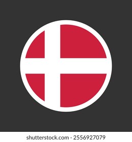 Denmark Round Circle Flag Vector Design