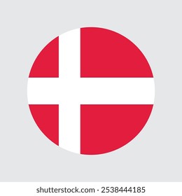 Denmark round flag illustration. Denmark round flag graphic vector.