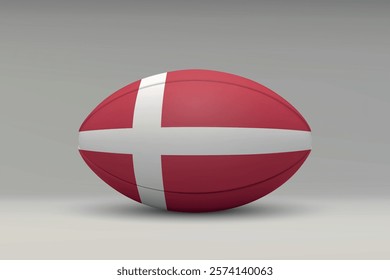 Denmark rugby ball featuring the national flag design on a gray background