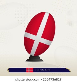 Denmark Rugby Ball on Rugby Kicking Tees with Modern Design. Illustration perfect for sports, national pride, and rugby-related projects.