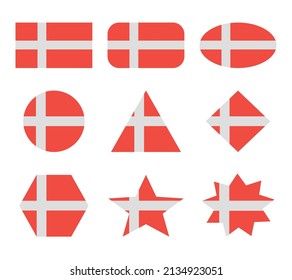 denmark set of flags with geometric shapes