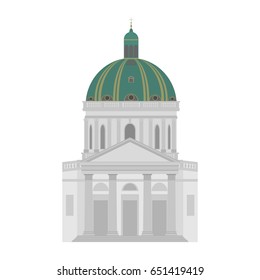 Denmark set of landmark icons in flat style. Copenhagen City sights. Danish architecture design elements. Frederik's Church.