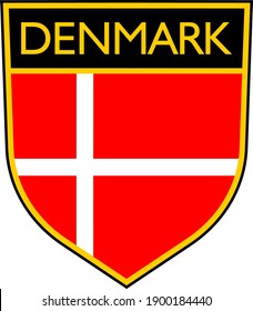 denmark shield flag. Isolated on white