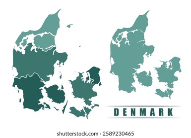 Denmark simple flat political map with states border