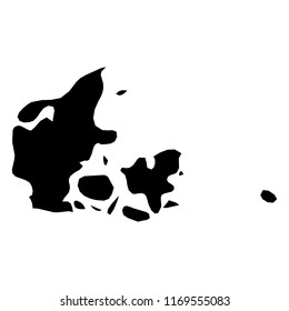 Denmark - solid black silhouette map of country area. Simple flat vector illustration.