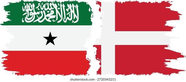 Conexão das bandeiras da Dinamarca e da Somalilândia grunge, vetor