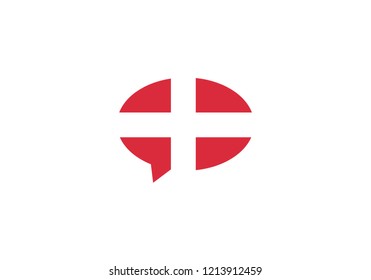 Denmark speech bubble language symbol national flag country emblem icon