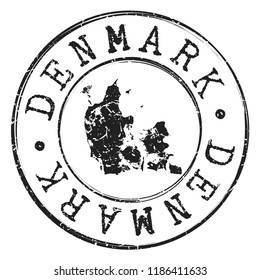 Denmark Stamp Silhouette Map. Postal Passport Stamp Round Vector Icon Design.