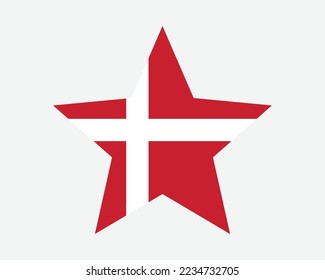 Denmark Star Flag. Danish Star Shape Flag. Dane Country National Banner Icon Symbol Vector 2D Flat Artwork Graphic Illustration svg