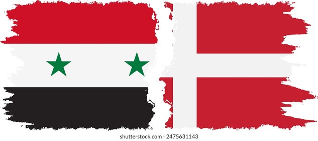 Dänemark und Syrien Grunge Flaggen Verbindung, Vektorgrafik