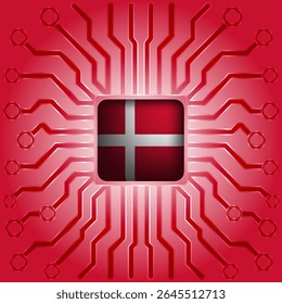 Denmark Technology Flag - Microchip and Circuit Board Design