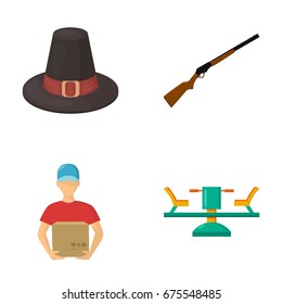 Denmark, transport and other web icon in cartoon style. weapons, attraction icons in set collection.