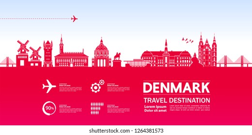 Denmark Travel Destination Vector.