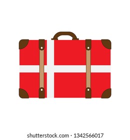 Denmark travel icon. Suitcase vector icon with Danish 
 country flag vector