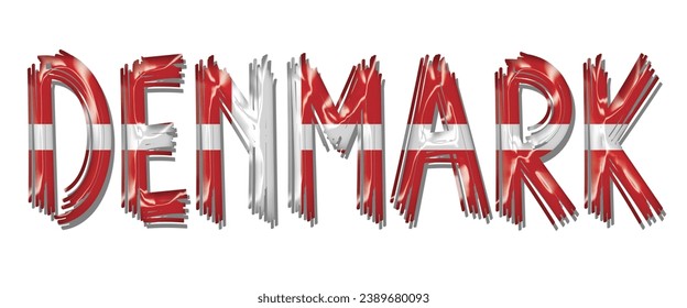 DENMARK USA flag text font, 3D DENMARK flag colorful background, DENMARK flag vector illustration