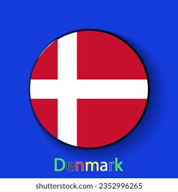 Denmark vector flag. Football europe 2024 tournament championship. Round badges of the country in the actual championship colors.