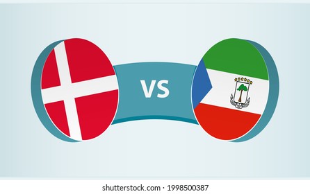 Denmark versus Equatorial Guinea, team sports competition concept. Round flag of countries.