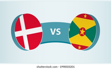 Denmark versus Grenada, team sports competition concept. Round flag of countries.