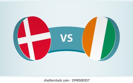 Denmark versus Ivory Coast, team sports competition concept. Round flag of countries.
