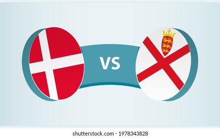 Denmark versus Jersey, team sports competition concept. Round flag of countries.