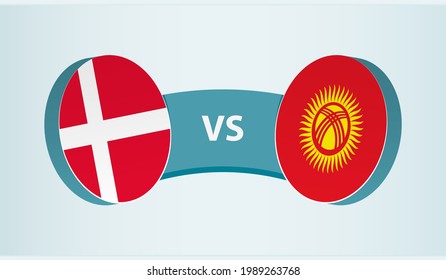 Denmark versus Kyrgyzstan, team sports competition concept. Round flag of countries.