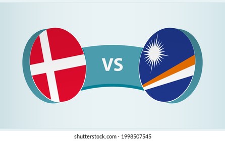Dinamarca versus Islas Marshall, concepto de competencia deportiva de equipo. Bandera redonda de países.