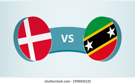 Denmark versus Saint Kitts and Nevis, team sports competition concept. Round flag of countries.