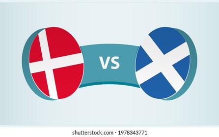 Denmark versus Scotland, team sports competition concept. Round flag of countries.