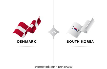 Denmark versus South Korea. Football. Vector illustration.