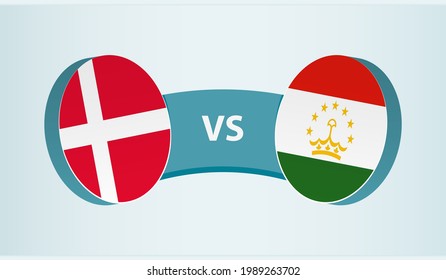 Denmark versus Tajikistan, team sports competition concept. Round flag of countries.