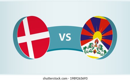 Denmark versus Tibet, team sports competition concept. Round flag of countries.