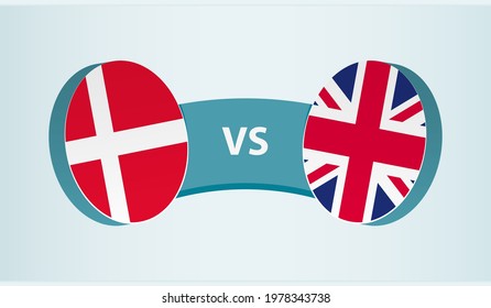 Denmark versus United Kingdom, team sports competition concept. Round flag of countries.